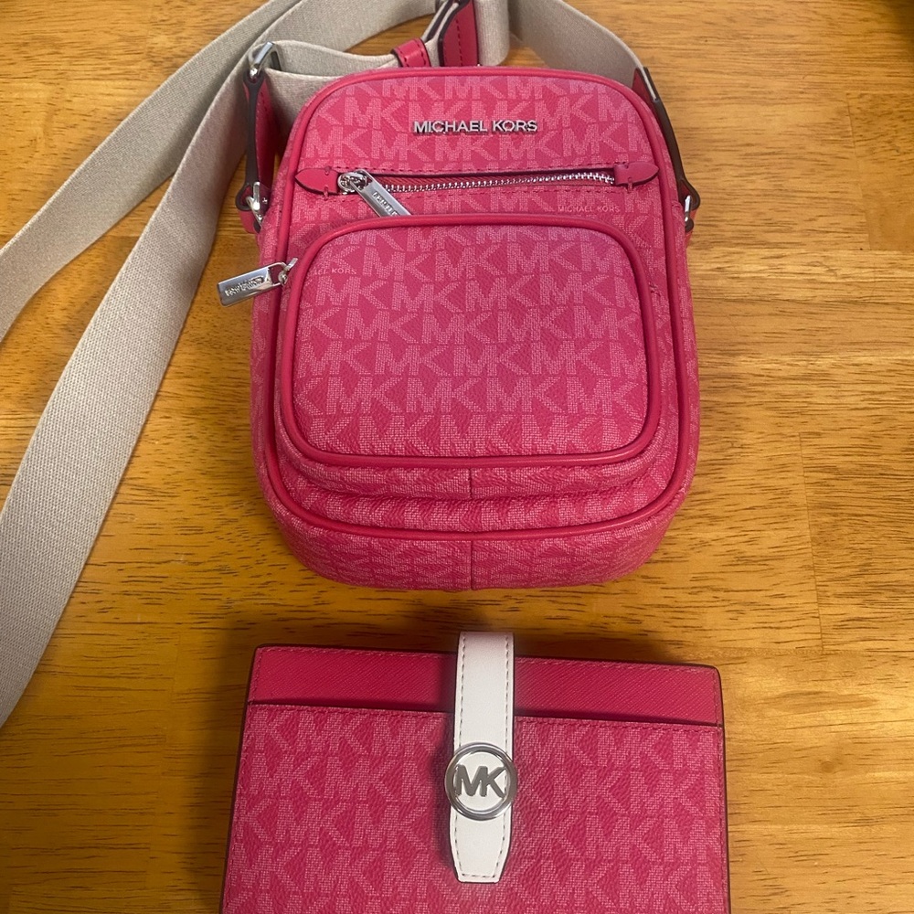 Michael Kors pink Crossbody Bag and Wallet Set